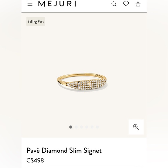 Mejuri Pavé Diamond Slim Signet size 3 - Picture 1 of 4